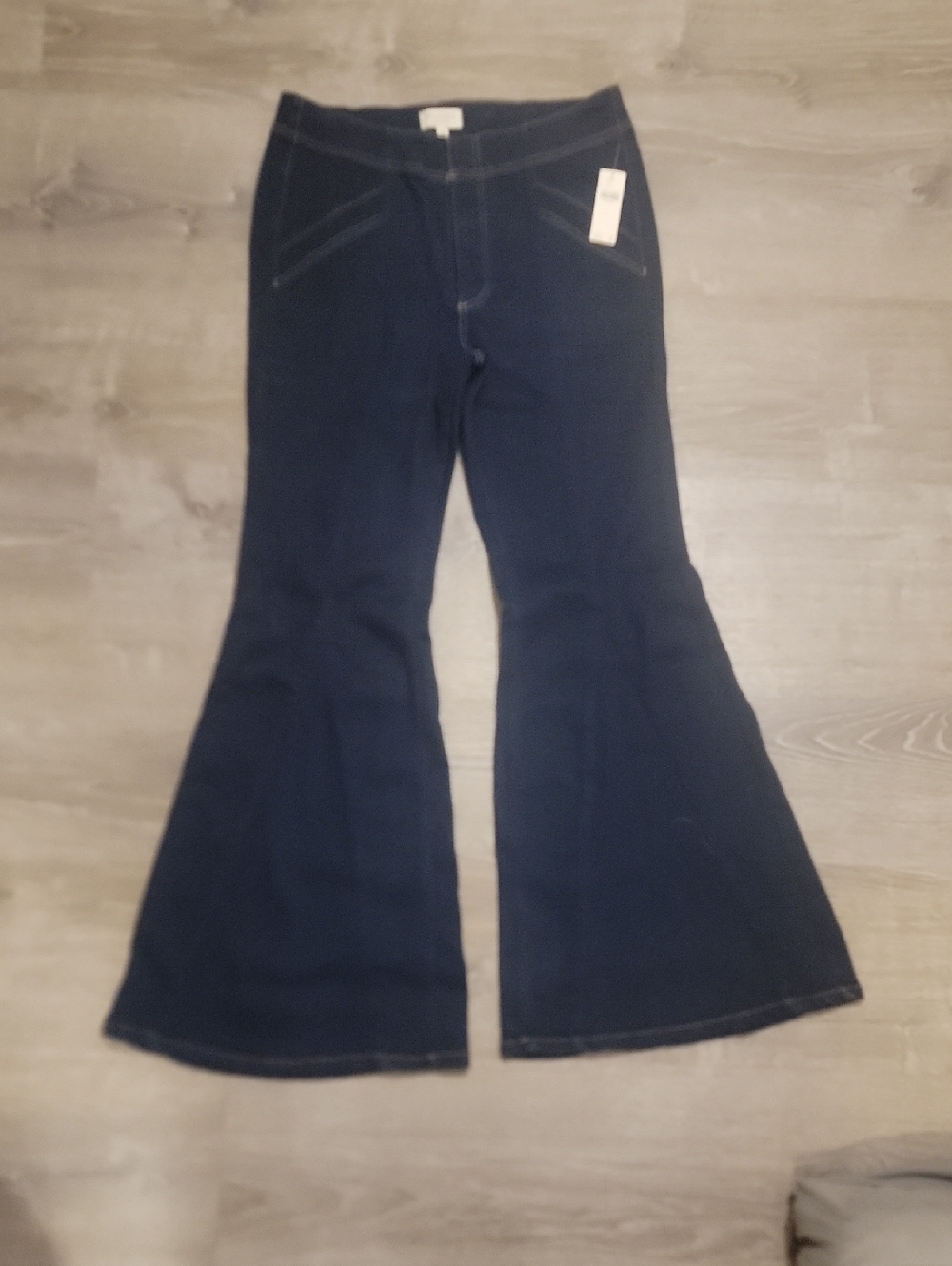 Pilcro Dark Navy Flare Wide-Leg Jeans